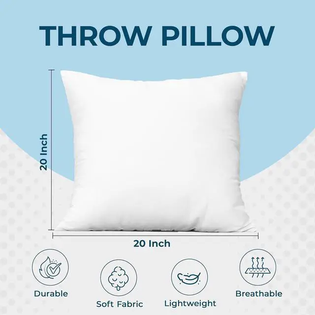Alt view image 4 of 7 - Throw Pillows (Set of 4 White) 20 x 20 Inches Pillows for Sofa Bed and Couch Decorative Stuffer Pillow