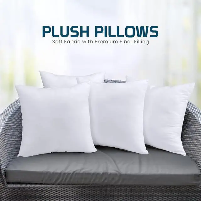 Alt view image 6 of 7 - Throw Pillows (Set of 4 White) 20 x 20 Inches Pillows for Sofa Bed and Couch Decorative Stuffer Pillow