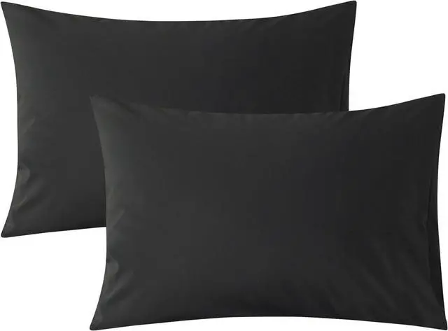 Main image of Queen Size Pillowcases Set of 2 20x30 Cotton Pillow Case with Envelope Closure Soft & Breathable Pillow Covers for Bed Black