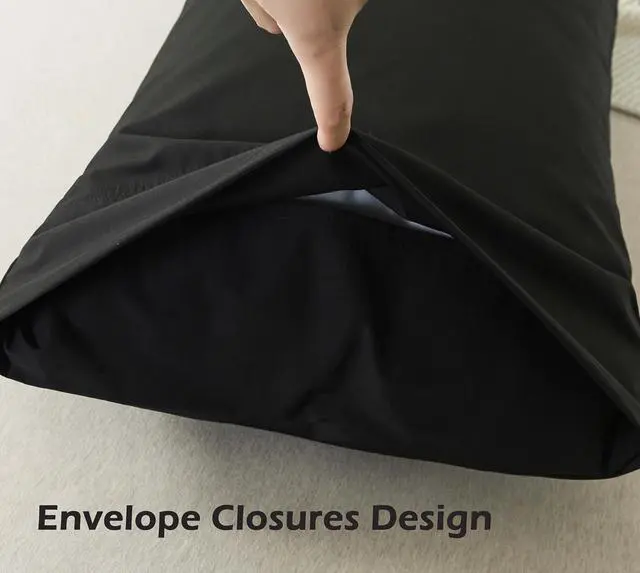 Alt view image 2 of 7 - Queen Size Pillowcases Set of 2 20x30 Cotton Pillow Case with Envelope Closure Soft & Breathable Pillow Covers for Bed Black