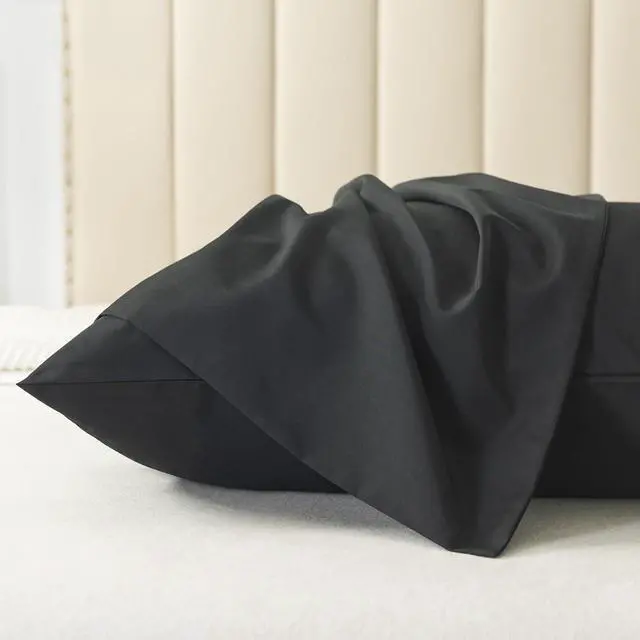 Alt view image 6 of 7 - Queen Size Pillowcases Set of 2 20x30 Cotton Pillow Case with Envelope Closure Soft & Breathable Pillow Covers for Bed Black