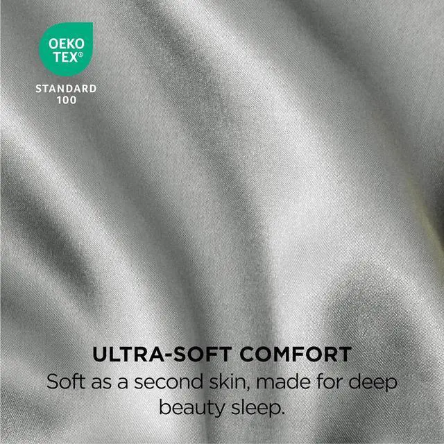 Alt view image 5 of 7 - King Size Satin Pillowcase Set of 2 - Silver Grey Pillow Covers for Hair and Skin with Envelope Closure Similar to Silk Pillow Cases Gifts for Women Men 20x36 Inches 2pcs