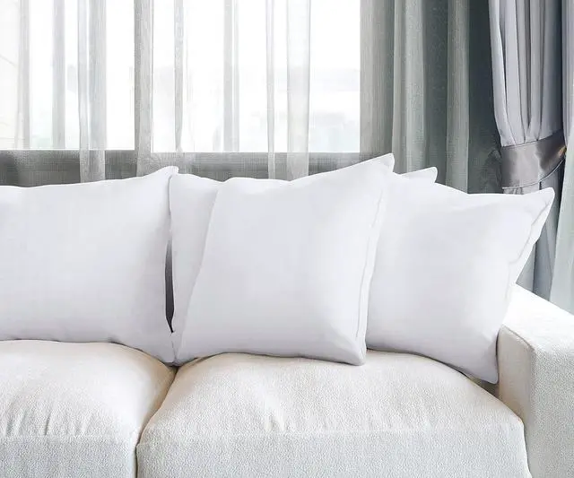 Alt view image 3 of 7 - Throw Pillows (Set of 4 White) 20 x 20 Inches Pillows for Sofa Bed and Couch Decorative Stuffer Pillow