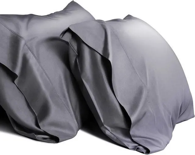 Main image of Cooling Queen Pillow Cases Set of 2 Breathable Cool Silky Soft Rayon Derived from Bamboo Fabric Moisture Wicking for Hot Sleepers Hair and Skin Friendly Dark Grey 2 Pack 20x30IN