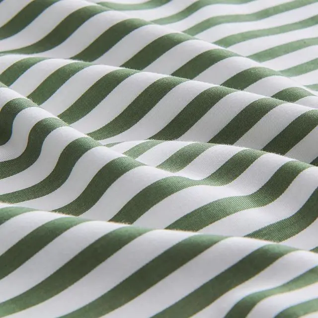 Alt view image 6 of 7 - 100% Natural Cotton Striped Standard Pillowcases Set 2 Pack White and Green Stripes Pattern Printed Pillow Covers with Envelope Closure(Pillows are not Included)