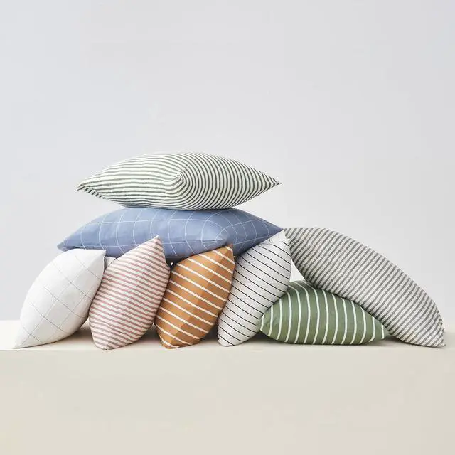 Alt view image 7 of 7 - 100% Natural Cotton Striped Standard Pillowcases Set 2 Pack White and Green Stripes Pattern Printed Pillow Covers with Envelope Closure(Pillows are not Included)