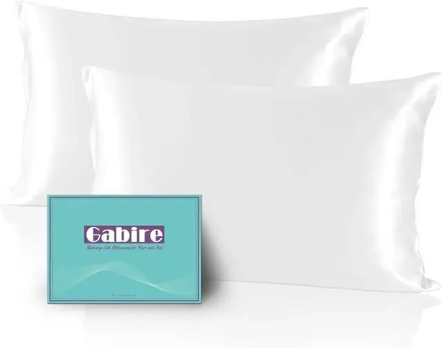 Main image of Mulberry Silk Pillow Cases Set of 2 Both Sides Real Silk Pillowcase for Hair and Skin Prevent Acne Pillowcase Organic Silk Pillowcases 2 Pack with Hidden Zipper White Standard (20×26)