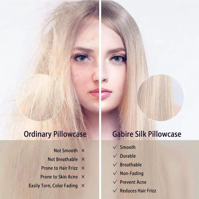 Alt view image 3 of 6 - Mulberry Silk Pillow Cases Set of 2 Both Sides Real Silk Pillowcase for Hair and Skin Prevent Acne Pillowcase Organic Silk Pillowcases 2 Pack with Hidden Zipper White Standard (20×26)