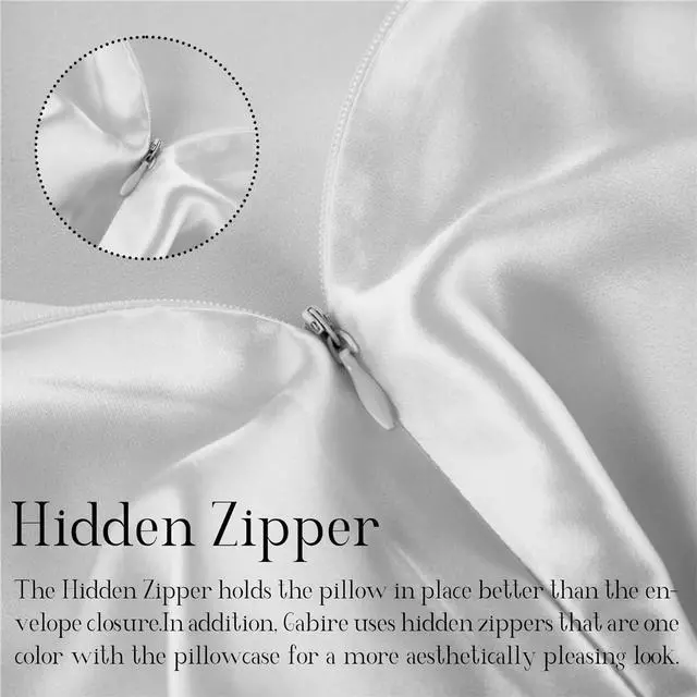 Alt view image 4 of 6 - Mulberry Silk Pillow Cases Set of 2 Both Sides Real Silk Pillowcase for Hair and Skin Prevent Acne Pillowcase Organic Silk Pillowcases 2 Pack with Hidden Zipper White Standard (20×26)