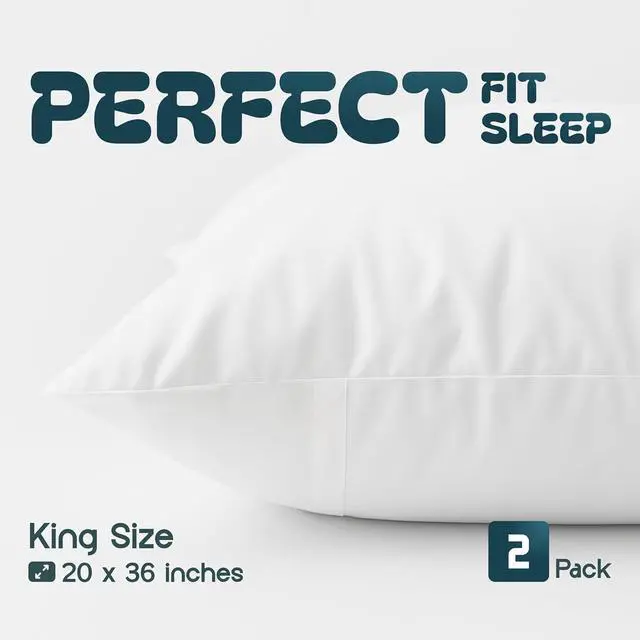 Alt view image 2 of 7 - King Pillow Covers with Zipper 2 Pack - 20 x 36 Ultra-Soft Cozy and Noiseless King Pillow Protector 200 Thread Count Fade-Resistant Pillow Shams