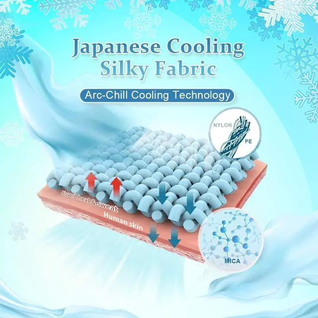 Alt view image 2 of 7 - Cooling Pillow Cases Arc-Chill Q-max>0.5 Cool Pillowcases for Hot Sleepers Soft Silky 20 x 30 Summer Pillow Cover with Zipper (Blue Standard & Queen Size)