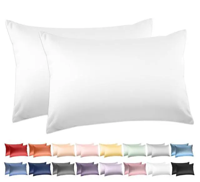 Main image of 100% Cotton Pillow Cases Queen Size Set of 2 600 Thread Count Cotton Queen Pillowcases White Pillow Cases Set of 2 with Envelop Closure 20x30 Inches