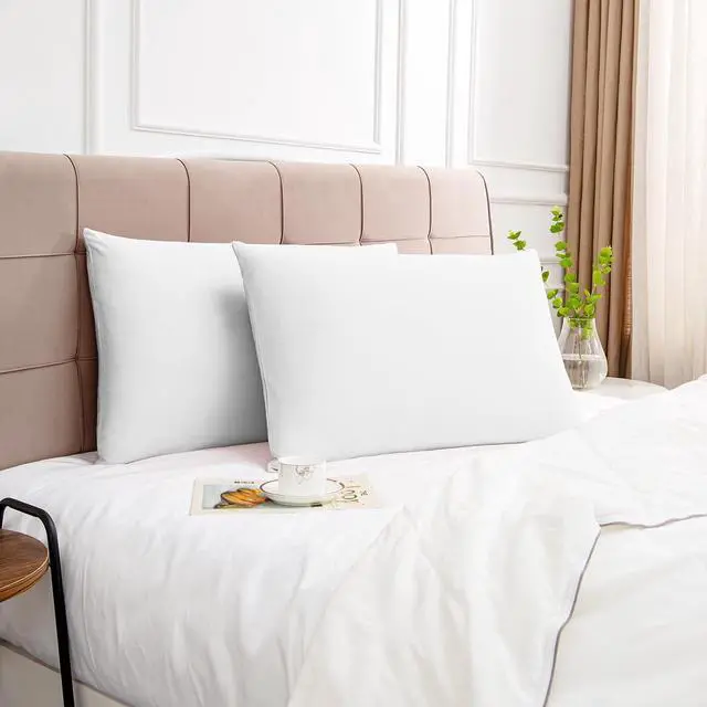 Alt view image 6 of 7 - 100% Cotton Pillow Cases Queen Size Set of 2 600 Thread Count Cotton Queen Pillowcases White Pillow Cases Set of 2 with Envelop Closure 20x30 Inches