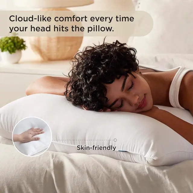 Alt view image 4 of 7 - Pillows Queen Size Set of 2 - Soft Bed Pillows for Sleeping 2 Pack Fluffy and Supportive Hotel Quality Original Down Alternative Filling for Side Back Sleepers