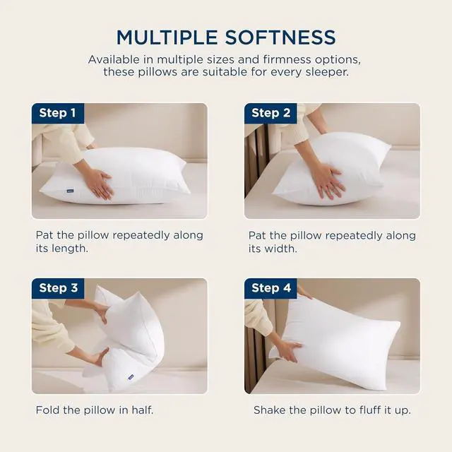 Alt view image 7 of 7 - Pillows Queen Size Set of 2 - Soft Bed Pillows for Sleeping 2 Pack Fluffy and Supportive Hotel Quality Original Down Alternative Filling for Side Back Sleepers
