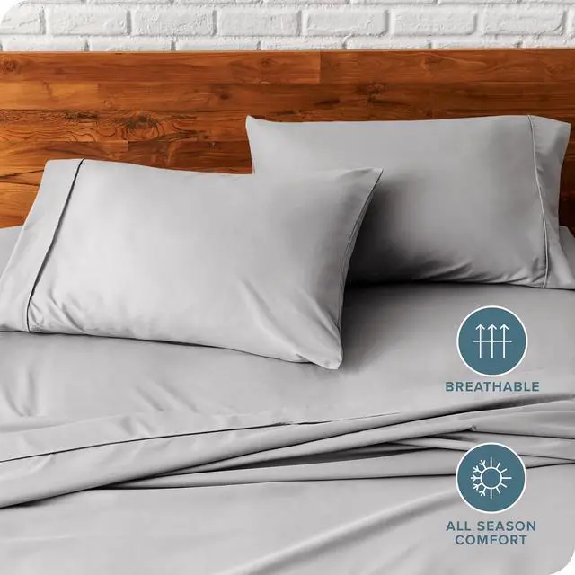 Alt view image 5 of 7 - Microfiber Pillow Cases - Standard/Queen Size Set of 2 - Cooling Pillowcases - Double Brushed - Light Grey Pillowcases 2 Pack - Easy Care (Standard Pillowcase Set of 2 Light Grey)