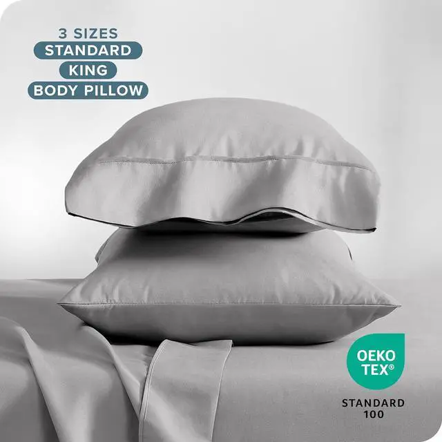 Alt view image 6 of 7 - Microfiber Pillow Cases - Standard/Queen Size Set of 2 - Cooling Pillowcases - Double Brushed - Light Grey Pillowcases 2 Pack - Easy Care (Standard Pillowcase Set of 2 Light Grey)