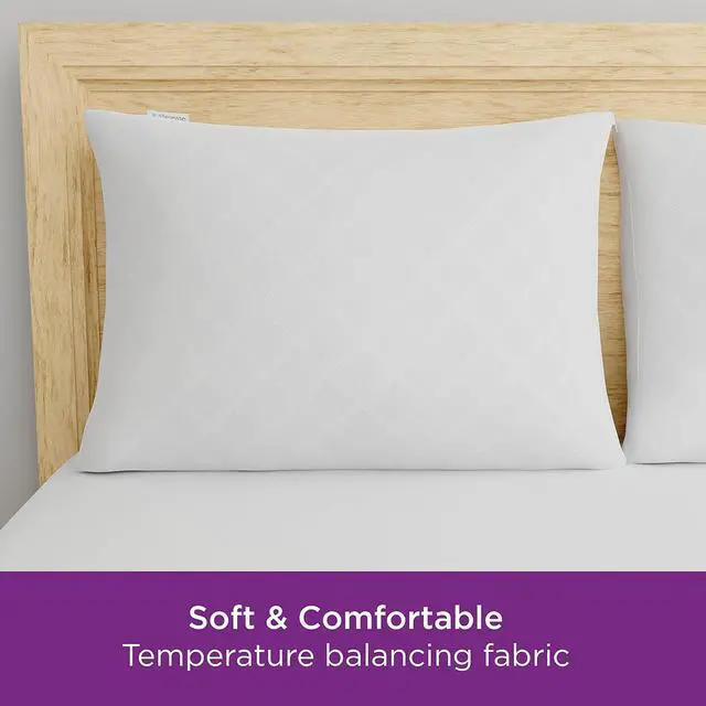 Alt view image 3 of 6 - Set of 2 King AllerEase Pillow Protectors - Temperature Balancing Allergist Recommended - Premium Breathable Zippered Protectors