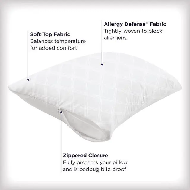 Alt view image 4 of 6 - Set of 2 King AllerEase Pillow Protectors - Temperature Balancing Allergist Recommended - Premium Breathable Zippered Protectors