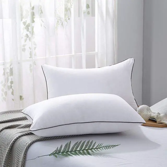 Alt view image 2 of 7 - Standard Pillows Set of 2 Cooling and Supportive Pillows Full Size Set of 2 for Side and Back Sleepers Down Alternative Hotel Collection Sleeping Pillow