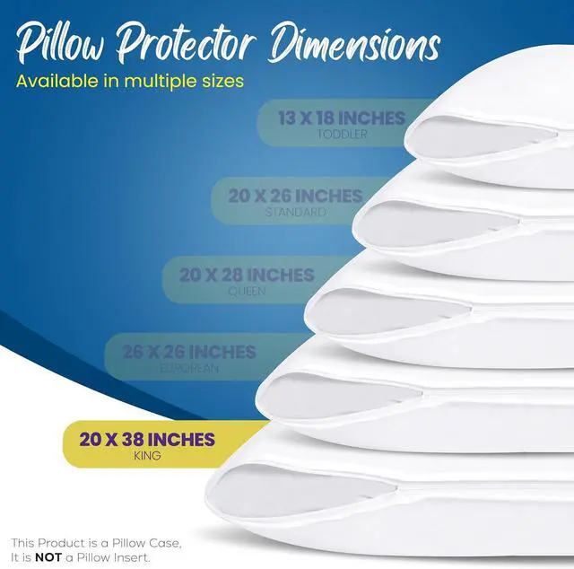 Alt view image 2 of 6 - 4 Pack Waterproof Pillow Protectors with Zipper King Size (White) Bed Bug Proof Pillow case Covers Moisture Wicking Pillow Encasements 20 x 38 Inches