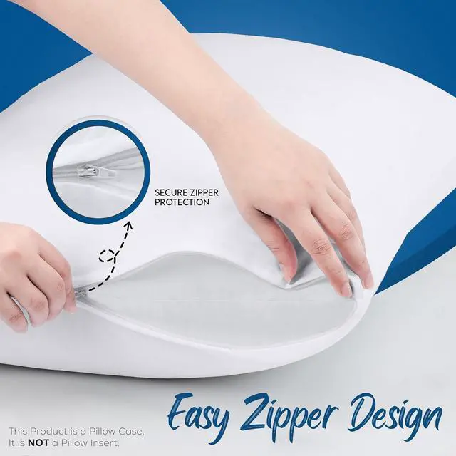 Alt view image 4 of 6 - 4 Pack Waterproof Pillow Protectors with Zipper King Size (White) Bed Bug Proof Pillow case Covers Moisture Wicking Pillow Encasements 20 x 38 Inches