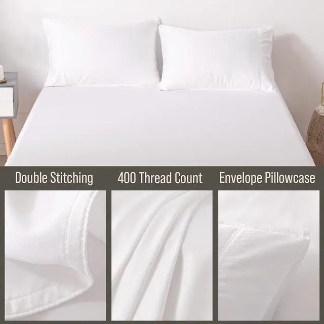 Alt view image 3 of 6 - Bella Coterie | Luxury Bamboo King Size Pillowcase Set | 100% Organically Grown Bamboo Viscose | Ultra Soft | Cooling | 2 Pcs [White]