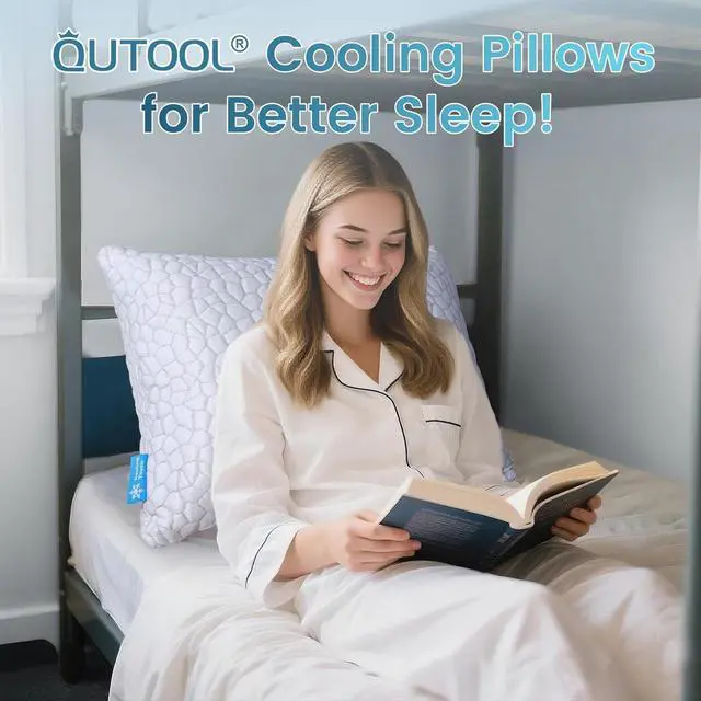 Alt view image 2 of 7 - Cooling Pillows for Sleeping 2 Pack Shredded Memory Foam Bed Pillows Queen Size Set of 2 Cool Gel Pillow for Hot Sleepers Adjustable Firm Pillow for Side Back and Stomach Sleepers Supportive
