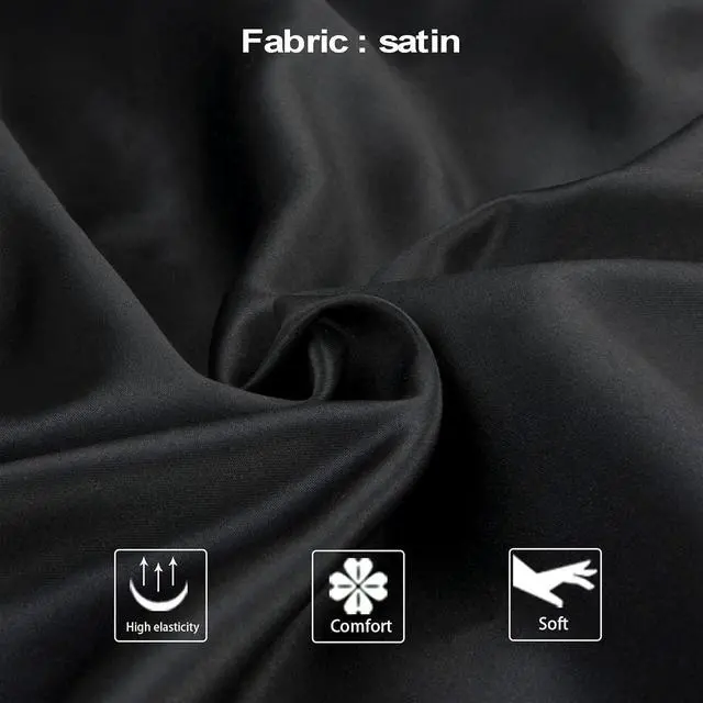Alt view image 2 of 7 - Zippered Satin Pillow Cases for Hair and Skin Luxury King Hidden Zipper Pillowcases Set of 2 20x36 Inches Black