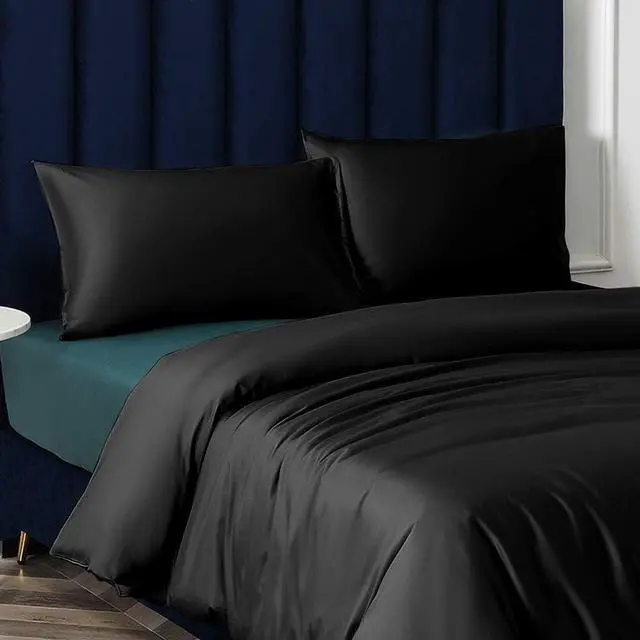 Alt view image 5 of 7 - Zippered Satin Pillow Cases for Hair and Skin Luxury King Hidden Zipper Pillowcases Set of 2 20x36 Inches Black