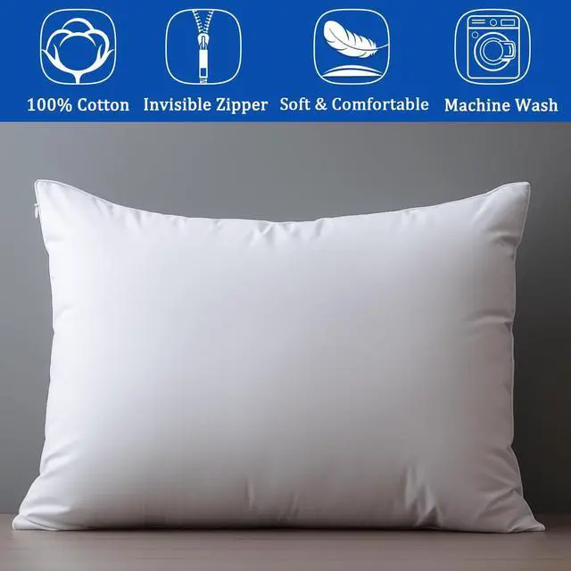 Alt view image 6 of 7 - Pillow Cases Queen Size-100% Cotton Pillowcase Covers with Zipper Hidden Breathable & Ultra Soft/Pillow Covers for Easy Care 2 Pack/White