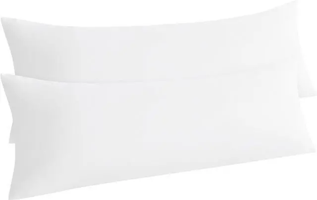 Main image of Body Pillow Cases Set of 2 2 Pack Brushed Microfiber 20x54 Pillow Cases Soft Wrinkle Fade Stain Resistant White Pillow Cases with Envelope Closure 20x54 Inches White
