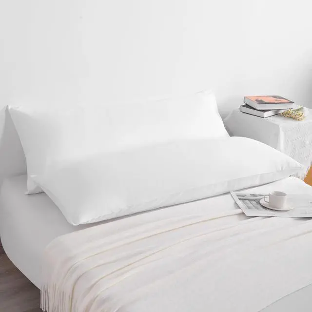 Alt view image 2 of 7 - Body Pillow Cases Set of 2 2 Pack Brushed Microfiber 20x54 Pillow Cases Soft Wrinkle Fade Stain Resistant White Pillow Cases with Envelope Closure 20x54 Inches White