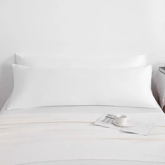 Alt view image 4 of 7 - Body Pillow Cases Set of 2 2 Pack Brushed Microfiber 20x54 Pillow Cases Soft Wrinkle Fade Stain Resistant White Pillow Cases with Envelope Closure 20x54 Inches White