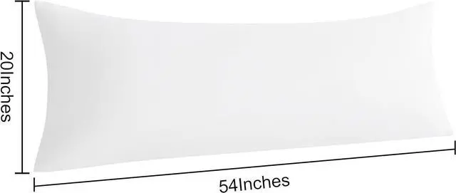 Alt view image 5 of 7 - Body Pillow Cases Set of 2 2 Pack Brushed Microfiber 20x54 Pillow Cases Soft Wrinkle Fade Stain Resistant White Pillow Cases with Envelope Closure 20x54 Inches White