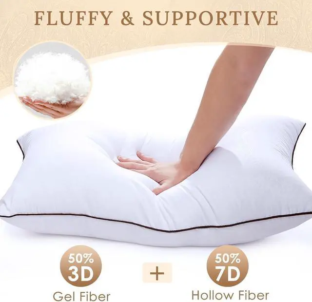 Alt view image 2 of 7 - Pillows Standard Size Set of 4 Bed Pillows Set of 4 Down Alternative Luxury Hotel Pillows for Sleeping and for Side and Back Sleepers