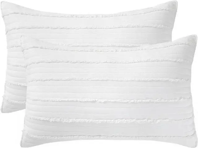 Main image of Standard Size Pillow Shams Set of 2 Ultra Soft Breathable 20 x 26 Inches Pillow Case Envelope Closure Microfiber Farmhouse Bed Pillowcases for Easy Care White