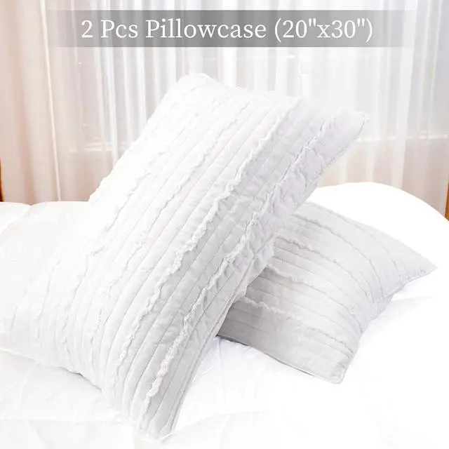 Alt view image 5 of 7 - Standard Size Pillow Shams Set of 2 Ultra Soft Breathable 20 x 26 Inches Pillow Case Envelope Closure Microfiber Farmhouse Bed Pillowcases for Easy Care White