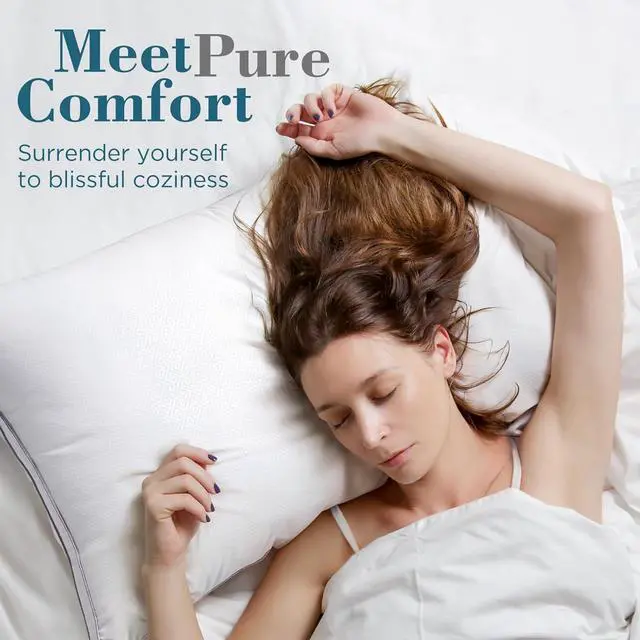 Alt view image 2 of 7 - Pillows Queen Size Set of 2 Hotel Quality Down Alternative Gusseted Bed Pillows for Side Back or Stomach Sleepers White