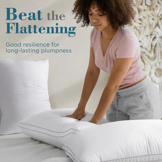Alt view image 4 of 7 - Pillows Queen Size Set of 2 Hotel Quality Down Alternative Gusseted Bed Pillows for Side Back or Stomach Sleepers White