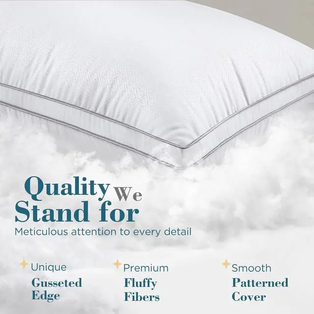 Alt view image 5 of 7 - Pillows Queen Size Set of 2 Hotel Quality Down Alternative Gusseted Bed Pillows for Side Back or Stomach Sleepers White