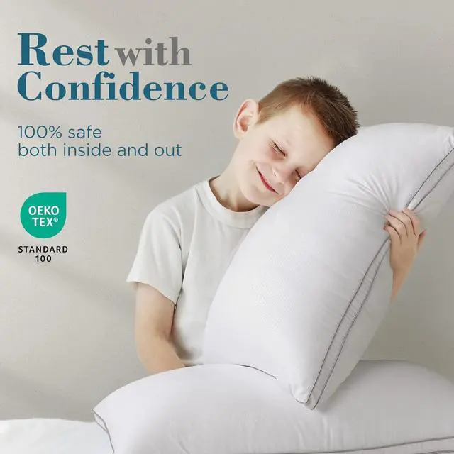 Alt view image 6 of 7 - Pillows Queen Size Set of 2 Hotel Quality Down Alternative Gusseted Bed Pillows for Side Back or Stomach Sleepers White