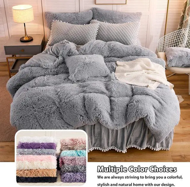 Alt view image 7 of 7 - 2 Pack Faux Fur Pillow Shams Shaggy Plush Home Decorative Luxury Series Super Soft Furry Pillow Case with Zipper Closure for Home Sofa Couch Decoration Standard (Gray 20x26)