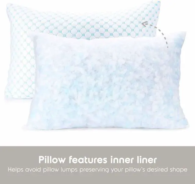 Alt view image 7 of 7 - Cooling Pillow for Sleeping 2 Pack Luxury Shredded Memory Foam Pillows Queen Size Set of 2 Adjustable Cold Gel Pillows for Hot Sleepers Supportive Cool Pillow for Side Back Stomach Sleepers