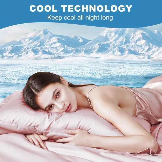 Alt view image 2 of 7 - Cooling Pillow Cases Set of 2 King Size Cool Pillowcases for Hair Skin and Hot Sleepers Soft Silky Summer Pillow Cover with Envelope Closure Pinkish Purple 20x40 Inch