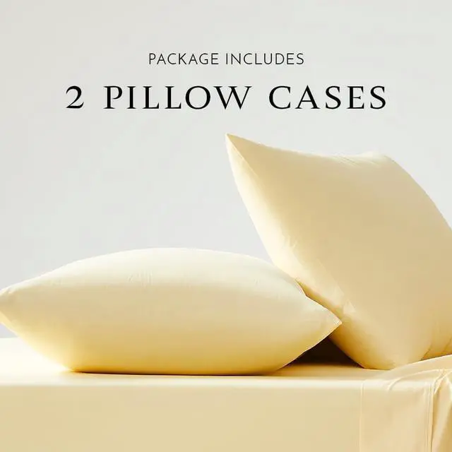Alt view image 2 of 4 - Luxury Cotton 400 Thread Count Ultimate Cotton Percale Standard Pillowcases Set of 2 Lt Yellow