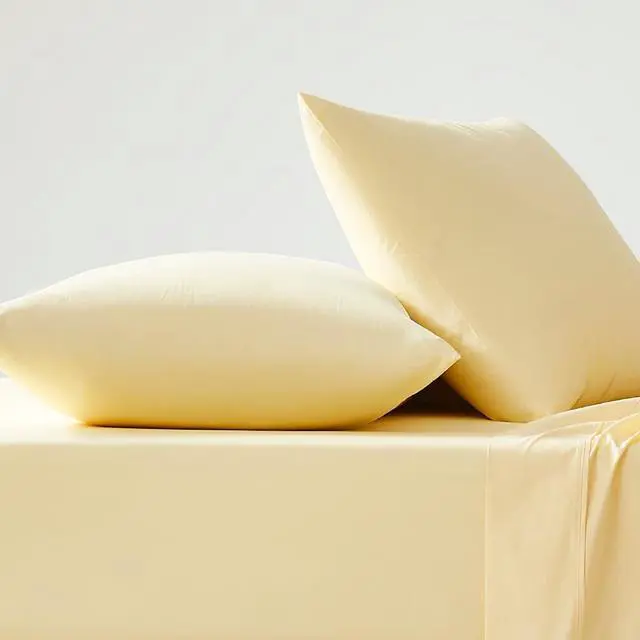 Alt view image 3 of 4 - Luxury Cotton 400 Thread Count Ultimate Cotton Percale Standard Pillowcases Set of 2 Lt Yellow
