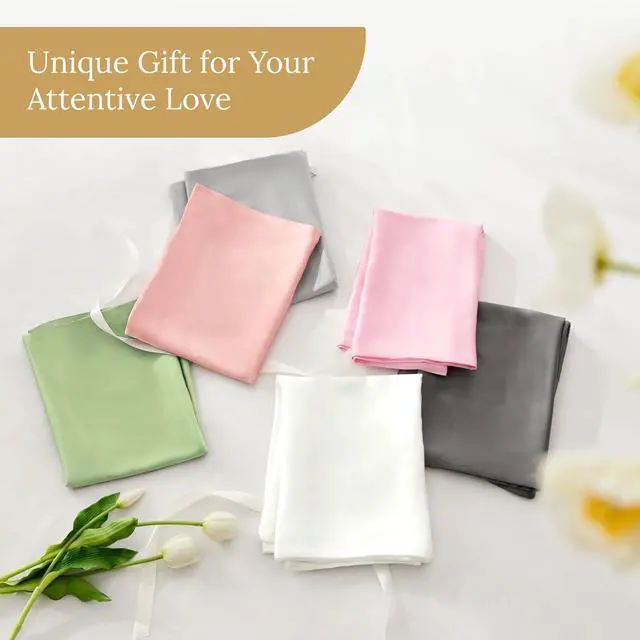 Alt view image 5 of 7 - Mulberry Silk Pillowcase for Hair and Skin Silk Pillow Cases Queen Size Set of 2 with Hidden Zipper 20x30 Inches Ultra Soft Cooling Pillow Cases for Hot Sleepers(Light Grey 2 Pack)