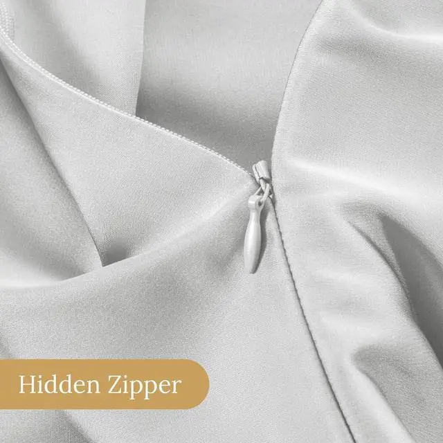 Alt view image 7 of 7 - Mulberry Silk Pillowcase for Hair and Skin Silk Pillow Cases Queen Size Set of 2 with Hidden Zipper 20x30 Inches Ultra Soft Cooling Pillow Cases for Hot Sleepers(Light Grey 2 Pack)