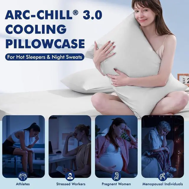 Alt view image 5 of 7 - Cooling Pillow Cases for Hot Sleepers Clean Fabric Silver Infused Cooling Pillowcase Q-Max>0.5 Soft Pillow Cases for Hair & Skin Zipper Pillow Cases Set of 2 Gray (Standard 20 x 60)